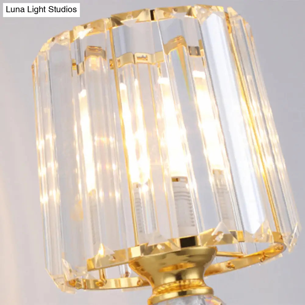 DecorBites™ Modern Gold Tapered Wall Light Fixture - Elegant Crystal Block Sconce for Bedroom - 1/2 Lights