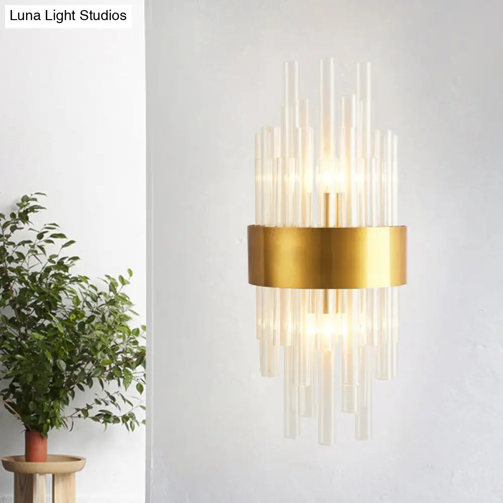 DecorBites™ Modern Gold Wall Mount Light with Crystal Tube - Perfect for Corridors