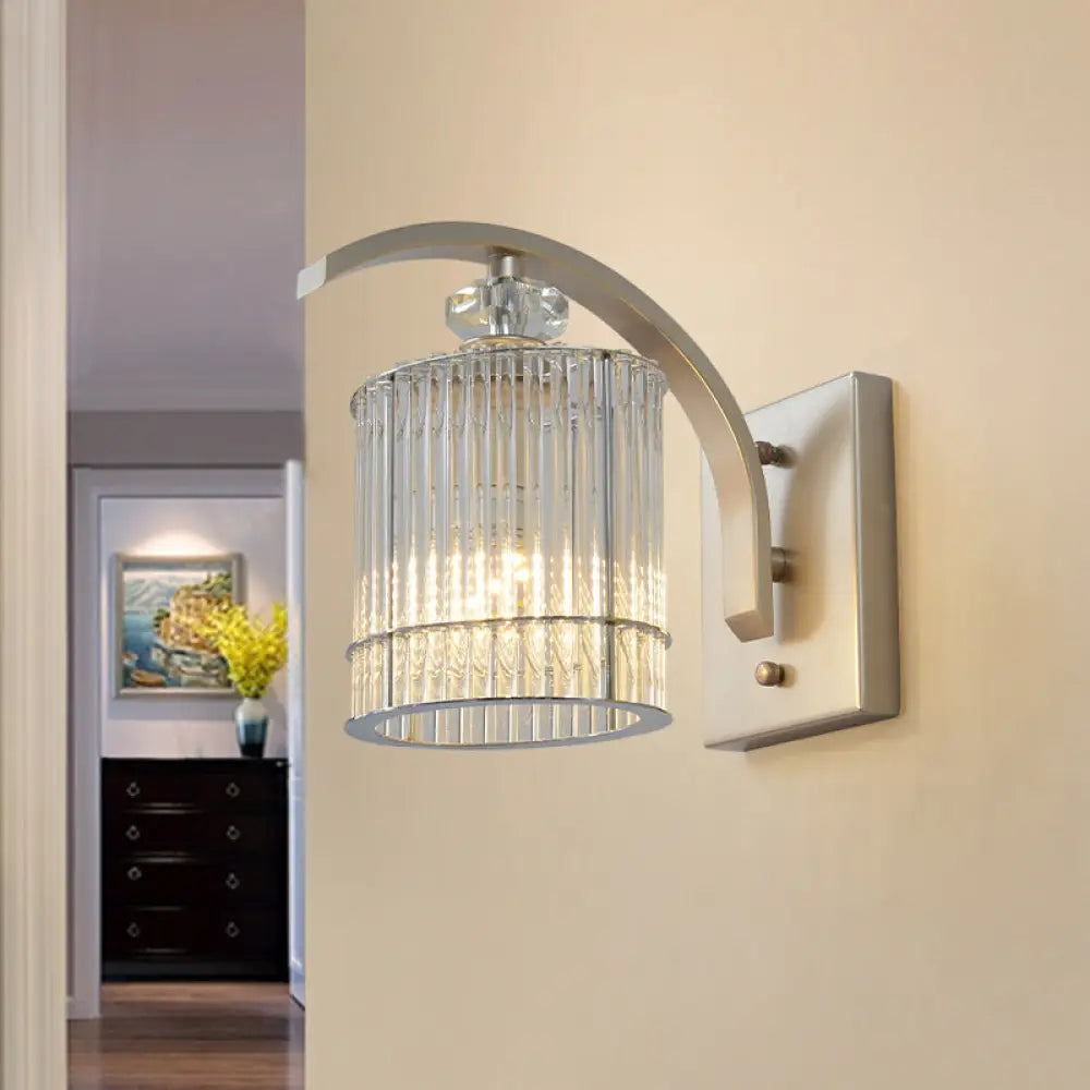 DecorBites™ Modern Gold Wall Mounted Lamp with Clear Crystal Shade- 1 Head Cylindrical Design