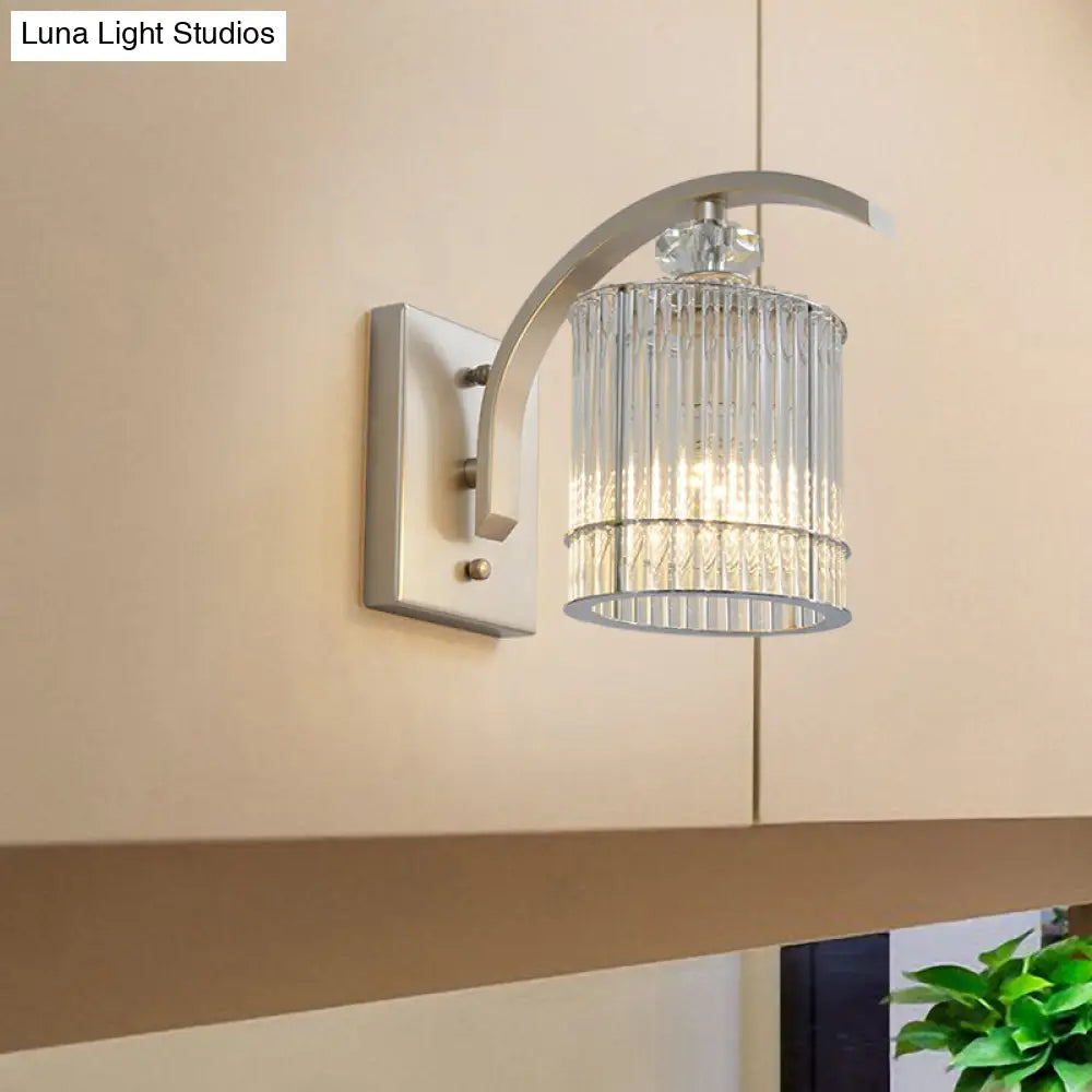 DecorBites™ Modern Gold Wall Mounted Lamp with Clear Crystal Shade- 1 Head Cylindrical Design