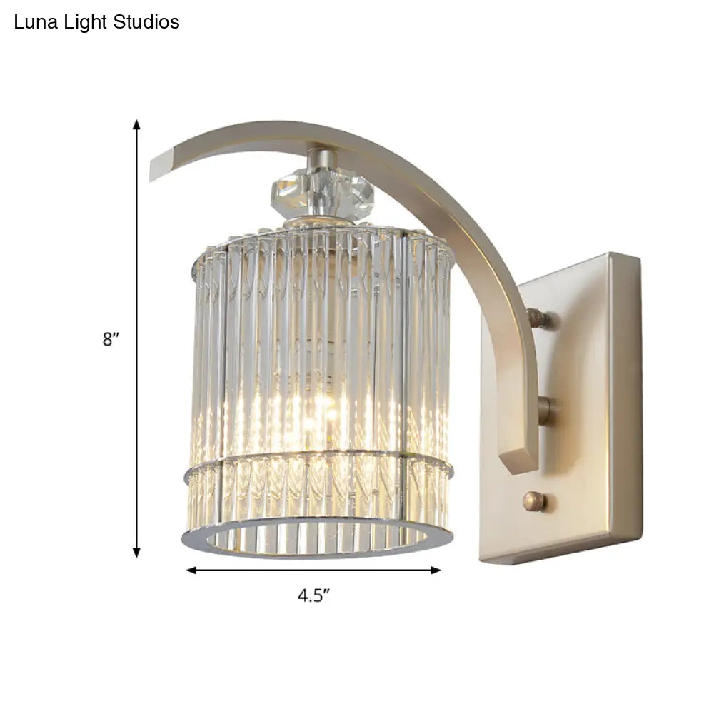 DecorBites™ Modern Gold Wall Mounted Lamp with Clear Crystal Shade- 1 Head Cylindrical Design
