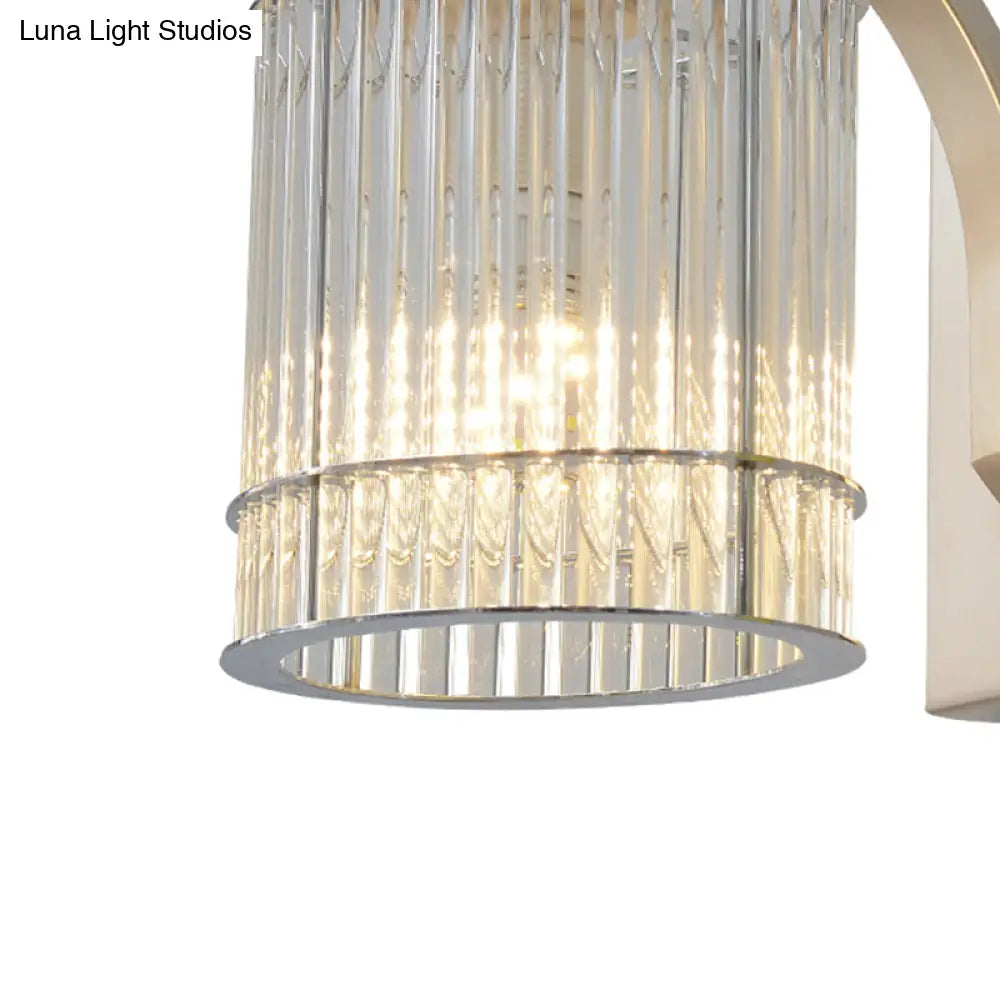DecorBites™ Modern Gold Wall Mounted Lamp with Clear Crystal Shade- 1 Head Cylindrical Design