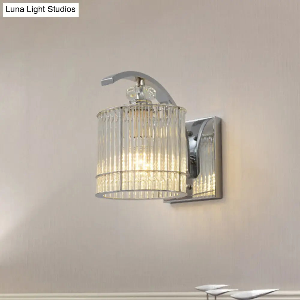 DecorBites™ Modern Gold Wall Mounted Lamp with Clear Crystal Shade- 1 Head Cylindrical Design