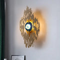 DecorBites™ Modern Gold Wall Sconce with Agate Deco - 1 Light Metallic Rhombus Design for Living Room Lighting