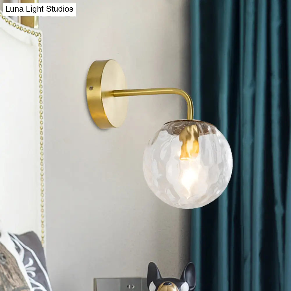DecorBites™ Modern Gold Wall Sconce with Globe Shade: Hammered Glass, 1 Light Living Room Candle Lamp