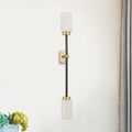 DecorBites™ Modern Gold Wall Sconce with White Glass Shade - 2-Head Living Room Lamp