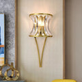 DecorBites™ Modern Golden Hourglass Wall Sconce with Clear Crystal Detailing for Living Room