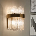 DecorBites™ Modern Golden Wall Lamp with 4 Heads, Oval Clear Hammered Glass – Bedroom Wall Lighting Sconce