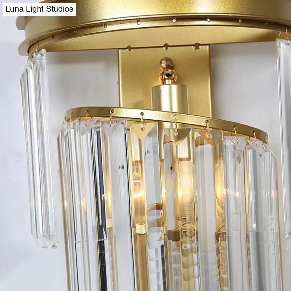 DecorBites™ Modern Golden Wall Lamp with Clear Crystal Block - Bedside Wall Lighting Fixture