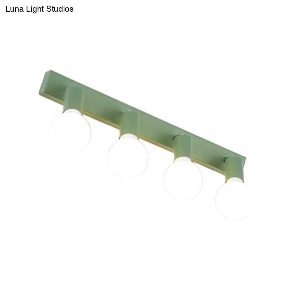 DecorBites™ Modern Green Linear Vanity Mirror Light - Macaron Style, 4 Heads, Metal Wall Lighting for Bathrooms