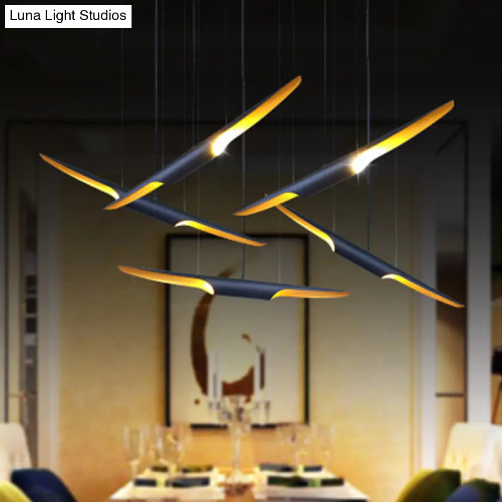 DecorBites™ Modern Island Pendant Lamp with Metallic Shade in Bias Cut Tube Design, 2 Heads
