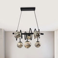 DecorBites™ Modern Island Pendant Light with Smoke Gray Orb Glass Shade - Black Metal, LED Bulbs - Ideal for Dining Room