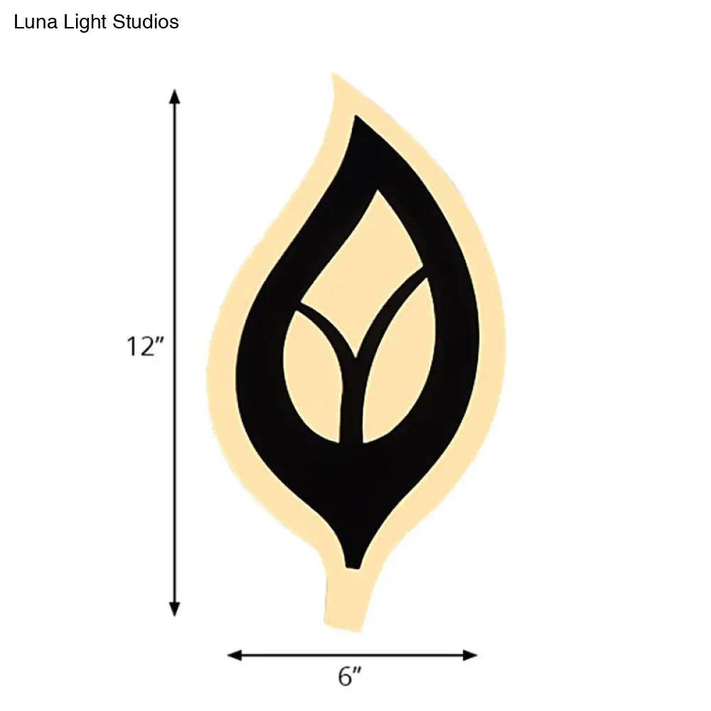 DecorBites™ Modern LED Bedroom Sconce Light with Leaf Acrylic Shade - Black/White Wall Lamp in Warm/White Light