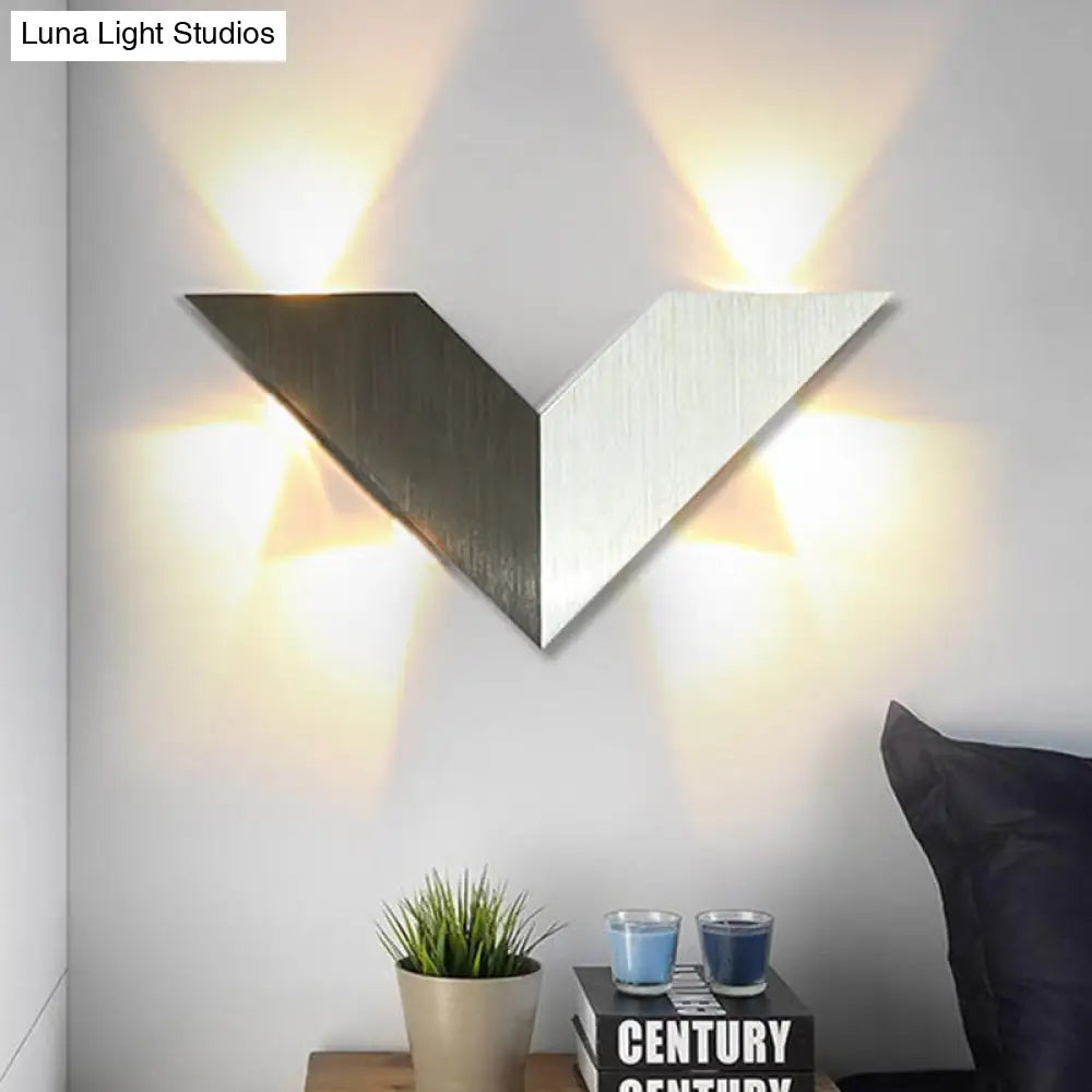 DecorBites™ Modern LED Bedroom Wall Light with Geometric Metal Shade in Warm/White Light - Black & White