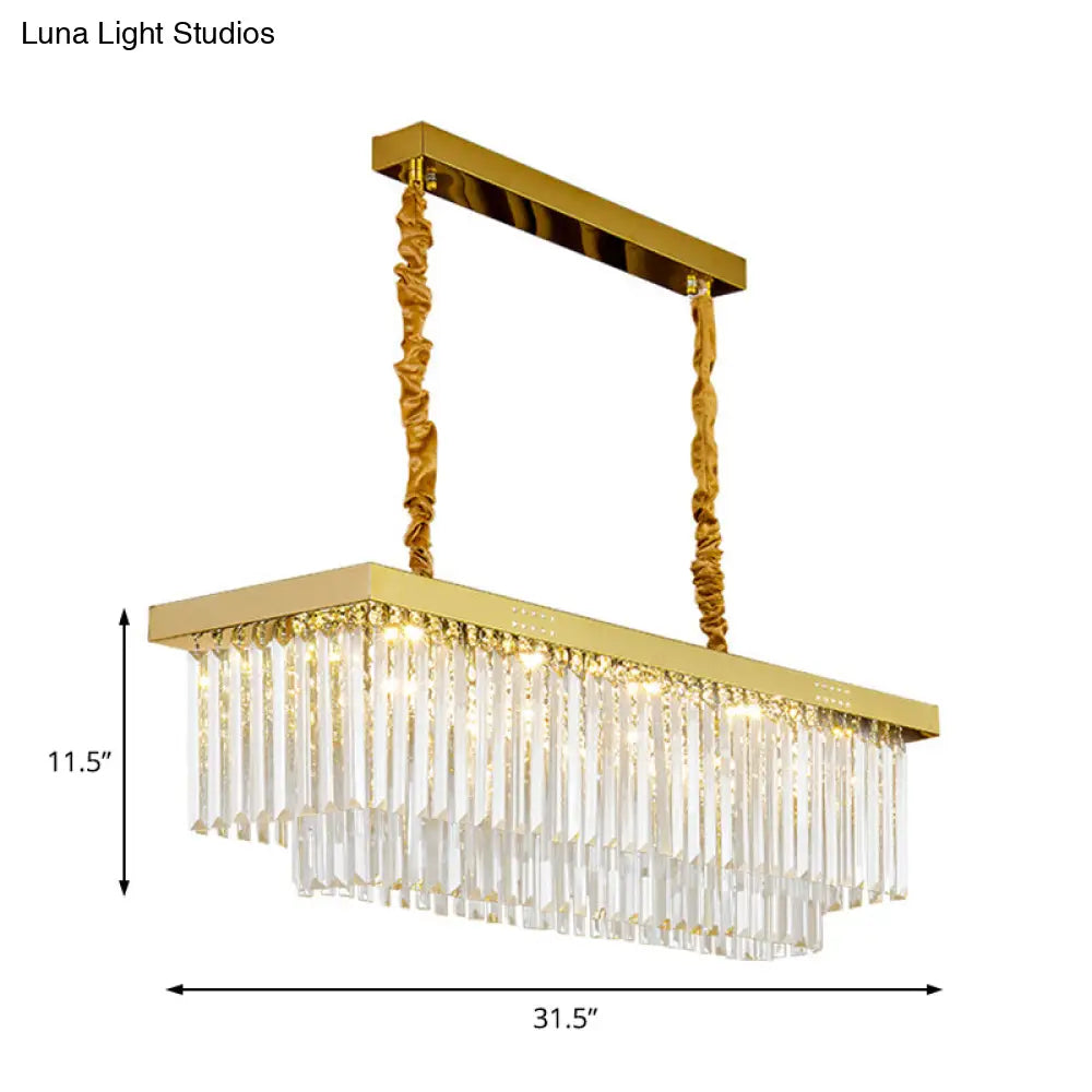 DecorBites™ Modern LED Chandelier Pendant Lamp - Clear/Smoke Gray Crystal Shade, 31.5" W - Perfect for Over an Island