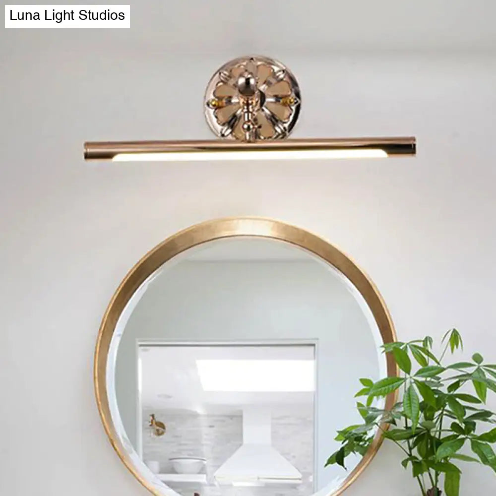 DecorBites™ Modern LED Gold Vanity Mirror Light for Bathroom - Wall Mounted Tube Shaped Lamp, Metallic Finish (16"/22" Dia)