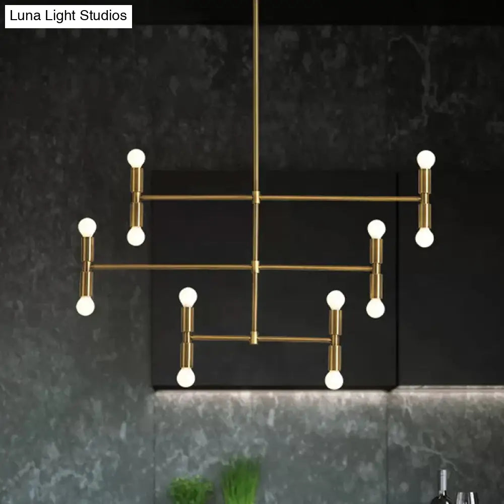 DecorBites™ Modern LED Island Light: Multi-Layer Gold/Black Hanging Pendant with Rotatable Arms - Ideal for Living Room