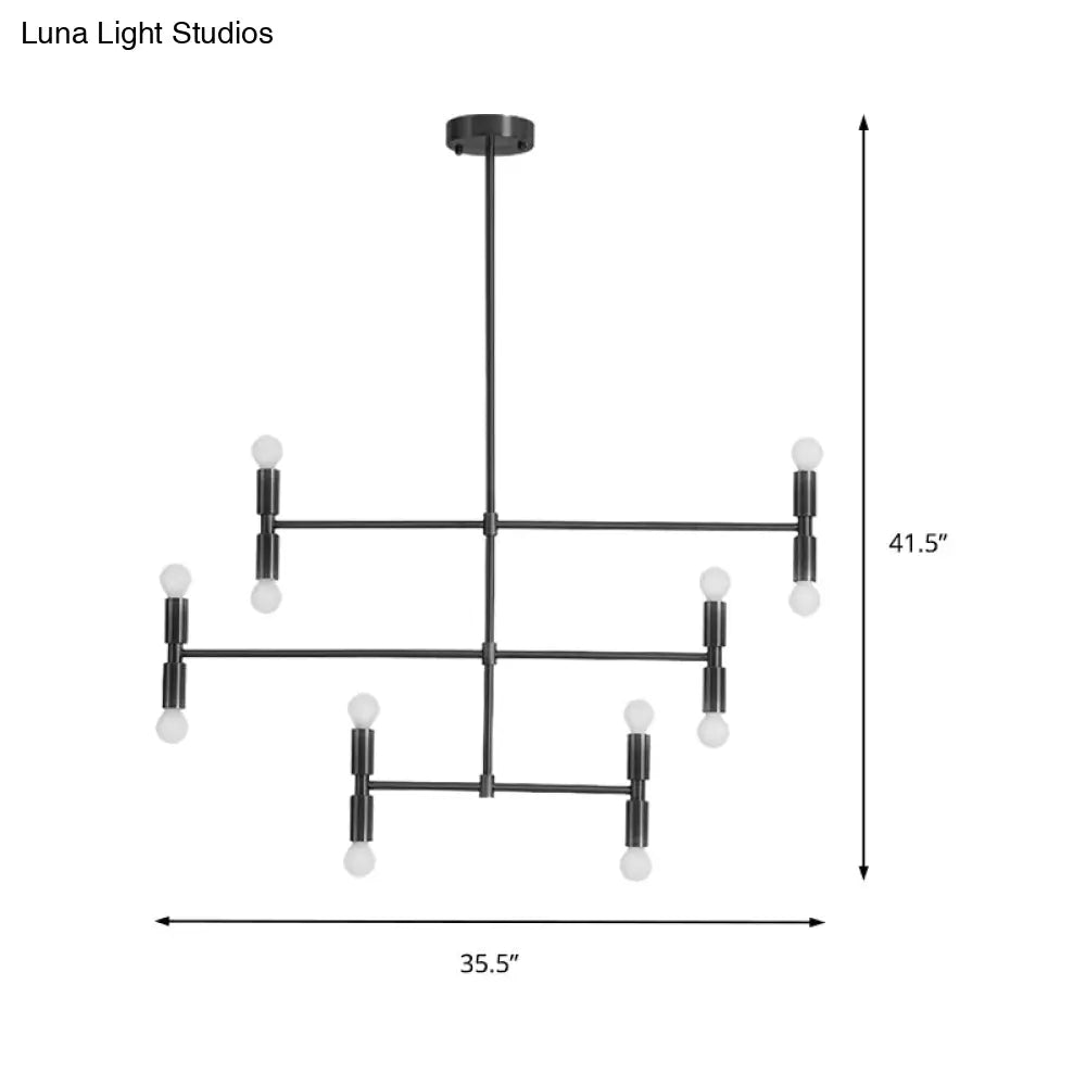 DecorBites™ Modern LED Island Light: Multi-Layer Gold/Black Hanging Pendant with Rotatable Arms - Ideal for Living Room