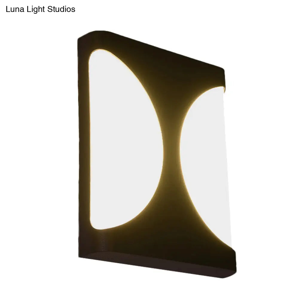 DecorBites™ Modern LED Metallic Black Wall Sconce with Double Semicircle Pattern - Flush Mount
