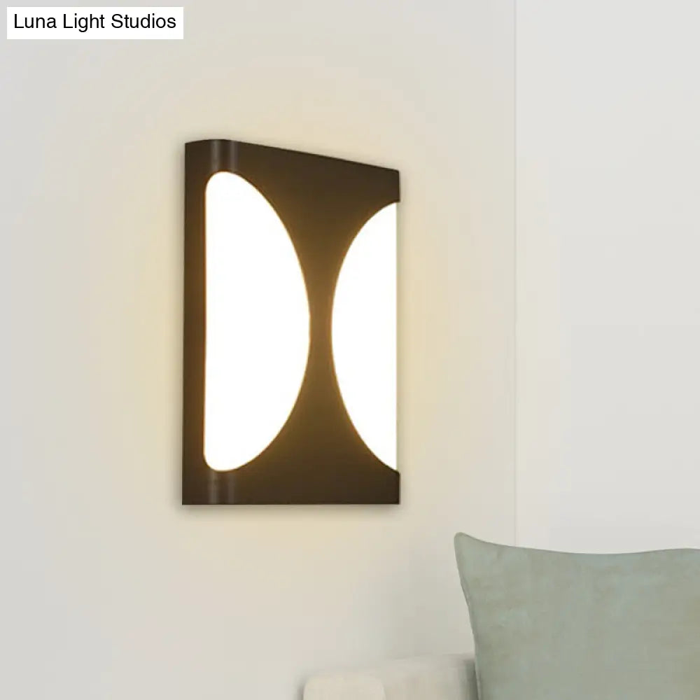 DecorBites™ Modern LED Metallic Black Wall Sconce with Double Semicircle Pattern - Flush Mount