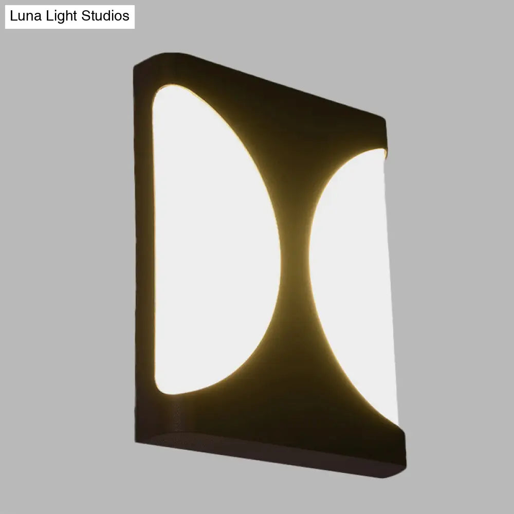 DecorBites™ Modern LED Metallic Black Wall Sconce with Double Semicircle Pattern - Flush Mount