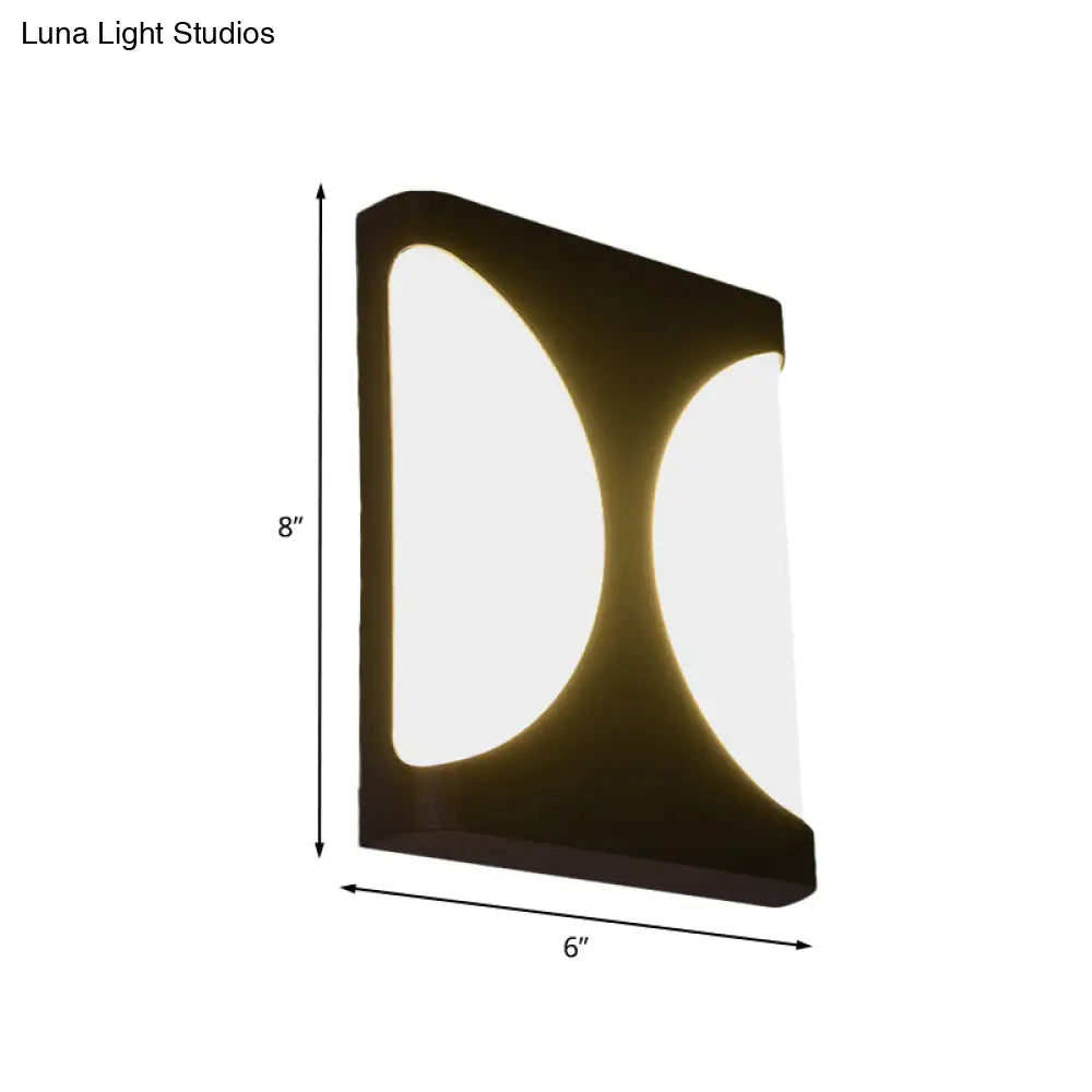 DecorBites™ Modern LED Metallic Black Wall Sconce with Double Semicircle Pattern - Flush Mount