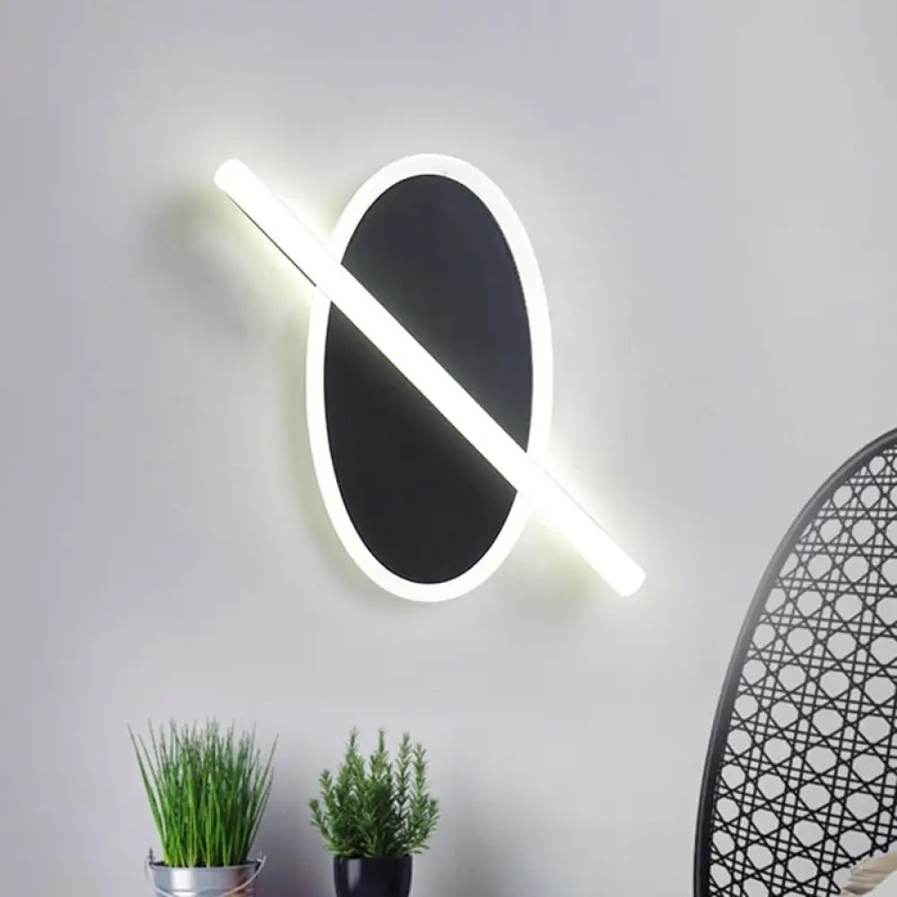DecorBites™ Modern LED Oval and Ring Wall Mount Sconce for Stairways in Black/White/Warm Light
