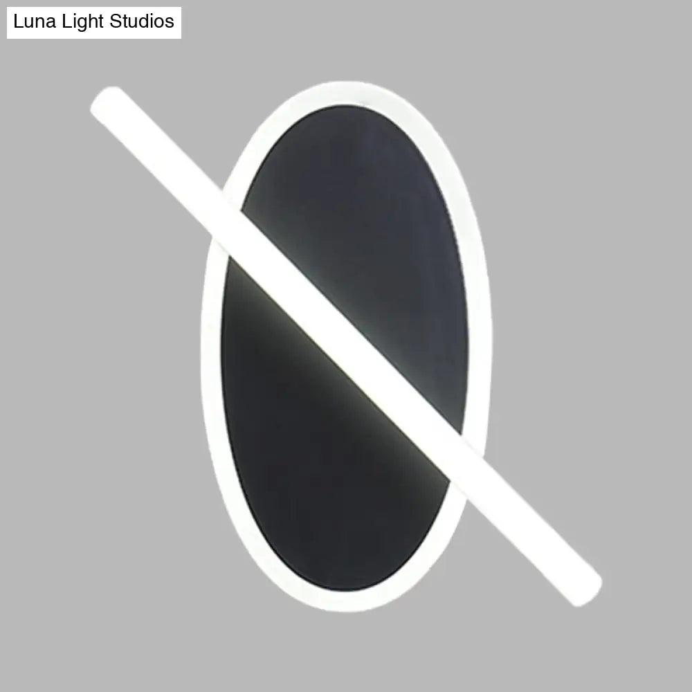 DecorBites™ Modern LED Oval and Ring Wall Mount Sconce for Stairways in Black/White/Warm Light