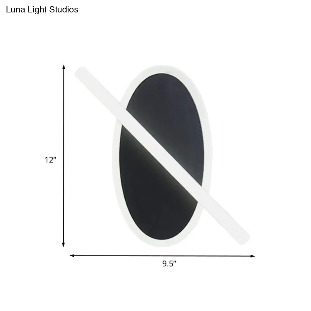 DecorBites™ Modern LED Oval and Ring Wall Mount Sconce for Stairways in Black/White/Warm Light