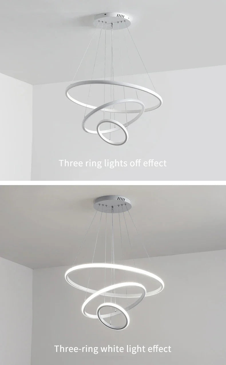 DecorBites™ Modern LED Ring Pendant Chandelier - Black