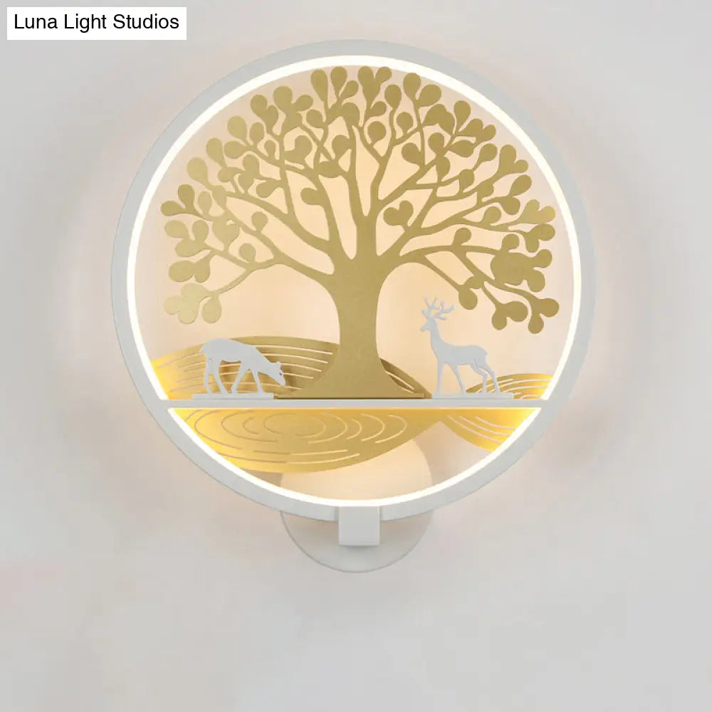 DecorBites™ Modern LED Tree Wall Lamp-Metal Mounted, Black/White, Bedside Mural Light with Warm/White Glow