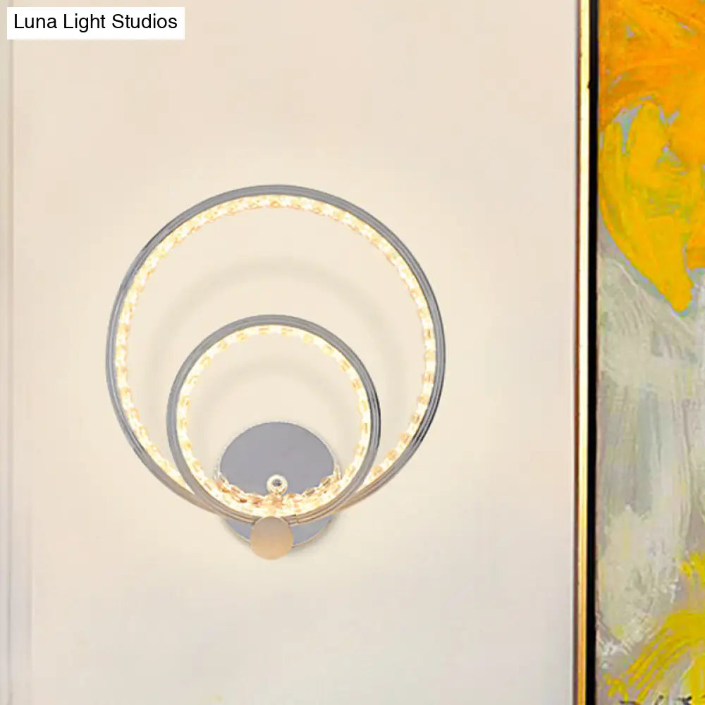DecorBites™ Modern LED Wall Mounted Dual-Ring Lamp in Warm/White Light, Chrome Finish