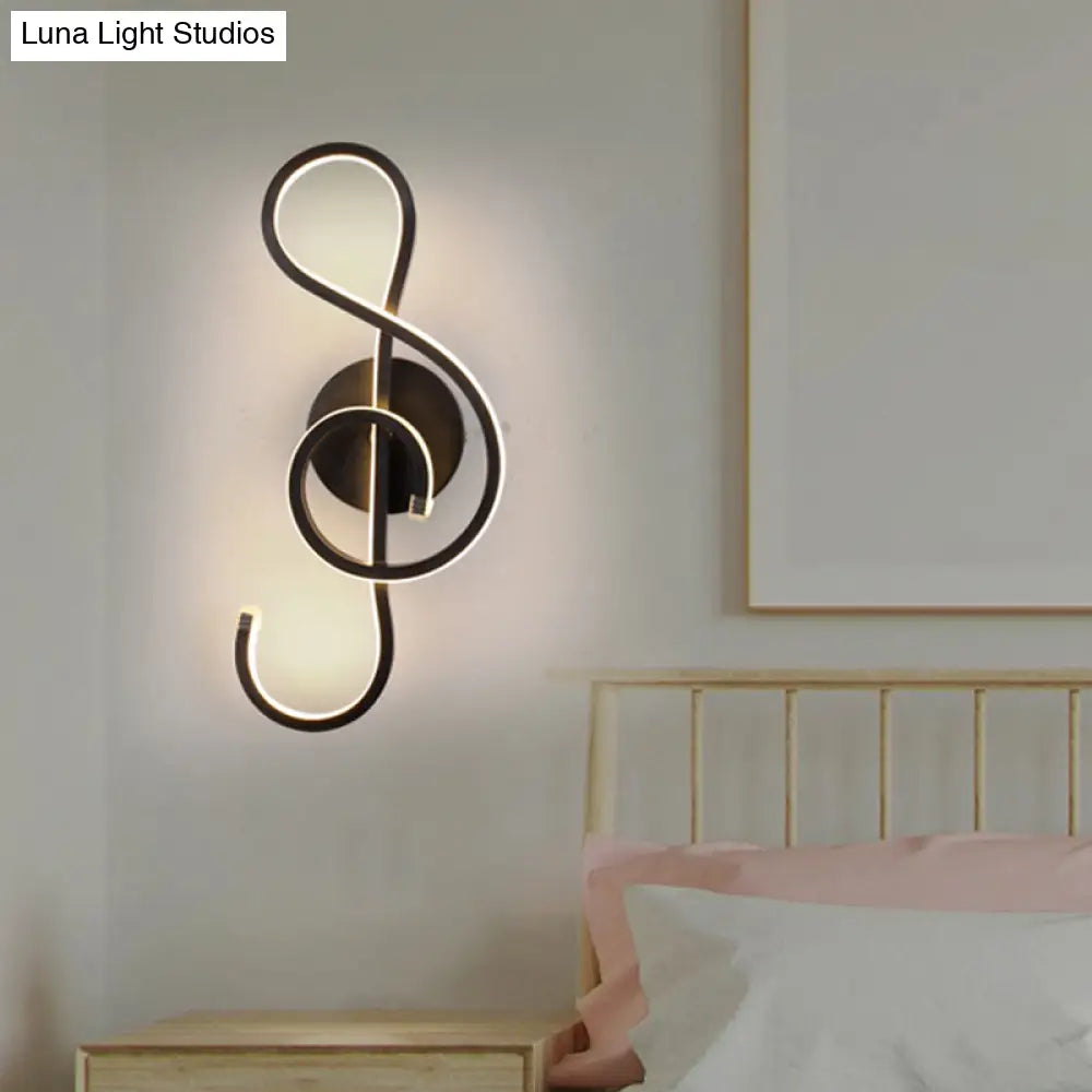 DecorBites™ Modern LED Wall Sconce with Acrylic Shade for Bedroom - Black/White Wavy/Musical Note Design