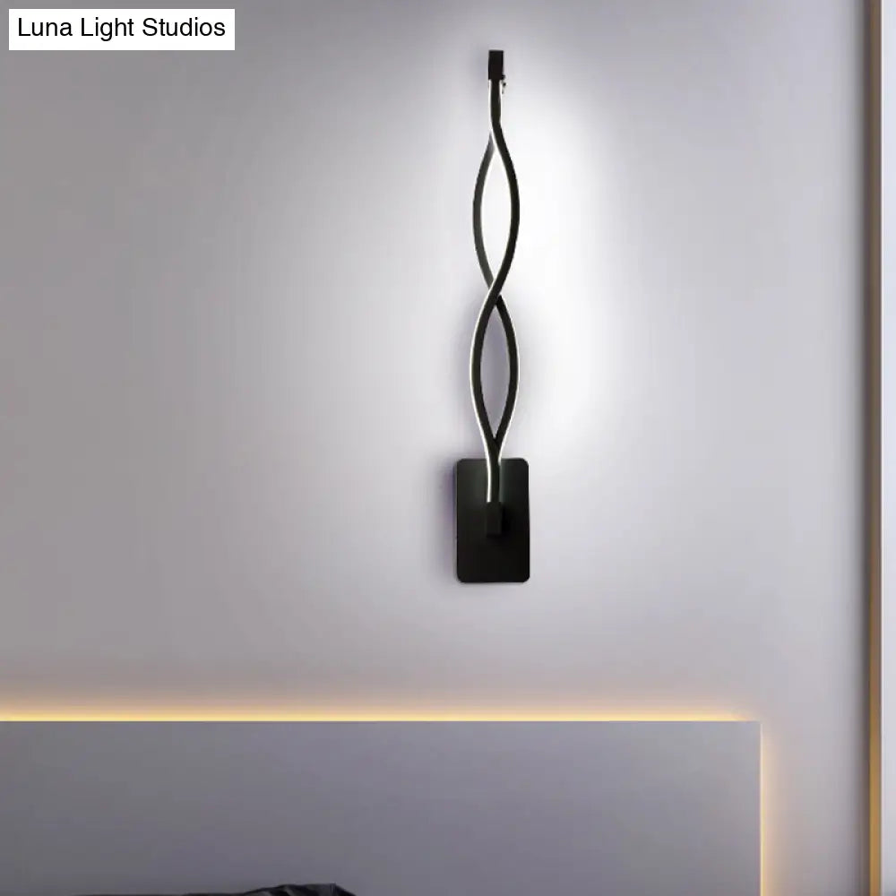 DecorBites™ Modern LED Wall Sconce with Acrylic Shade for Bedroom - Black/White Wavy/Musical Note Design