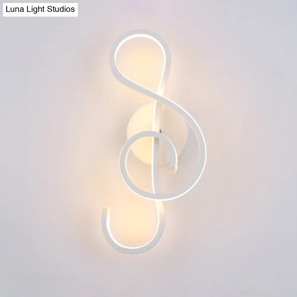DecorBites™ Modern LED Wall Sconce with Acrylic Shade for Bedroom - Black/White Wavy/Musical Note Design