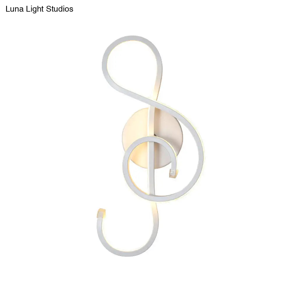 DecorBites™ Modern LED Wall Sconce with Acrylic Shade for Bedroom - Black/White Wavy/Musical Note Design