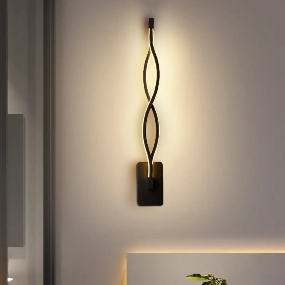 DecorBites™ Modern LED Wall Sconce with Acrylic Shade for Bedroom - Black/White Wavy/Musical Note Design