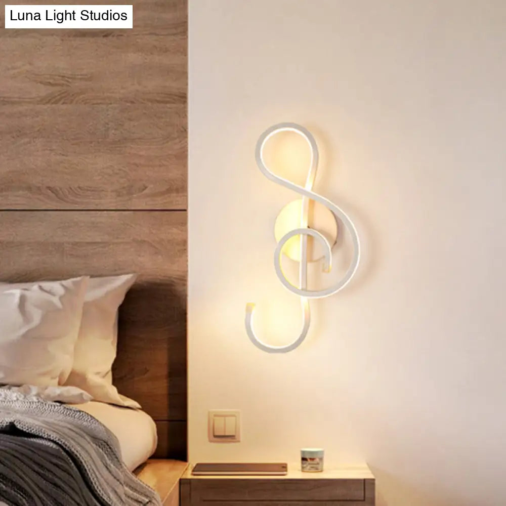 DecorBites™ Modern LED Wall Sconce with Acrylic Shade for Bedroom - Black/White Wavy/Musical Note Design