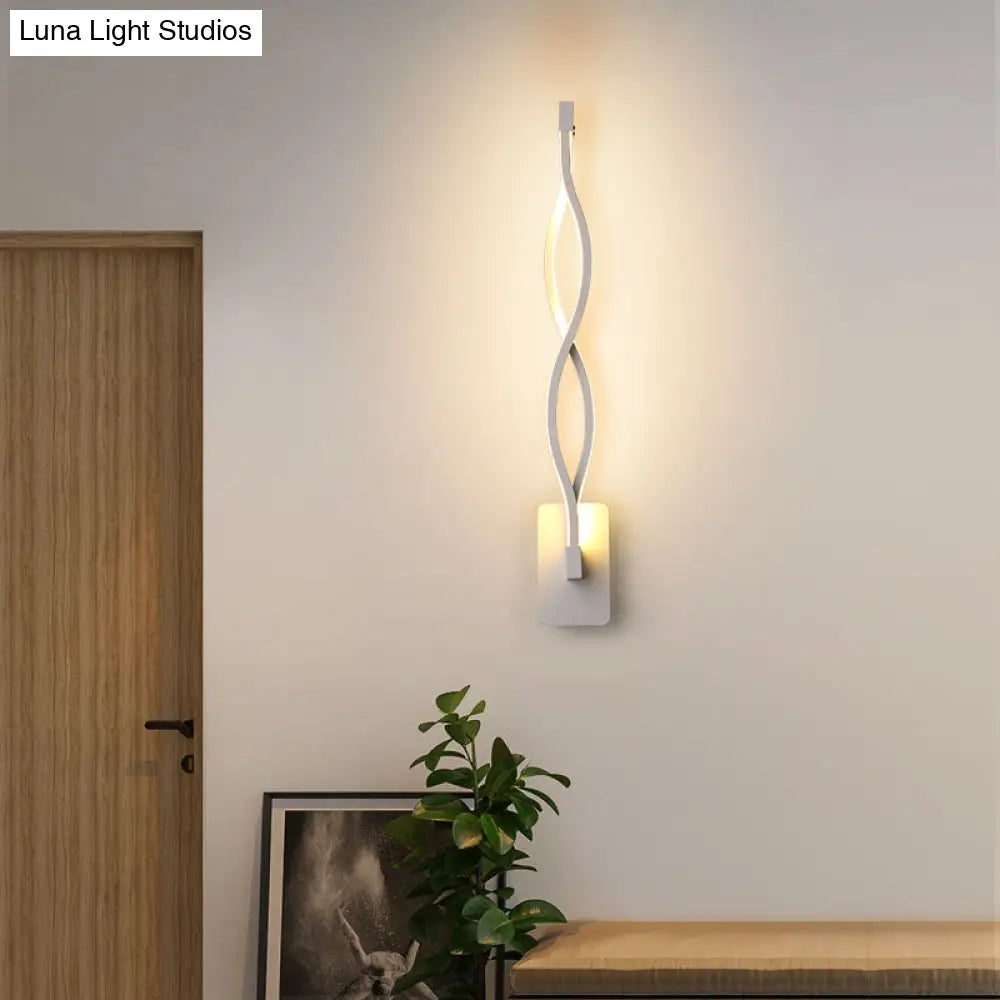 DecorBites™ Modern LED Wall Sconce with Acrylic Shade for Bedroom - Black/White Wavy/Musical Note Design