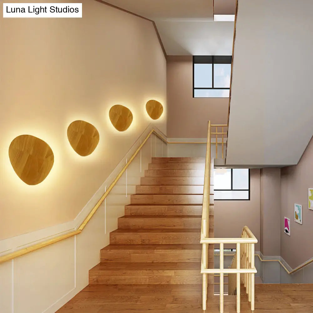 DecorBites™ Modern LED Wood Wall Sconce in Beige - Stylish Geometric Living Room Light Fixture