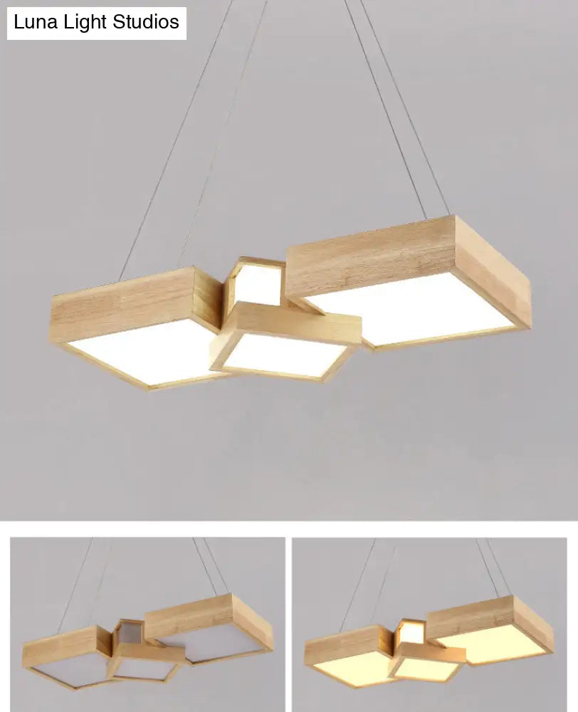DecorBites™ Modern LED Wooden Square Island Ceiling Light Fixture