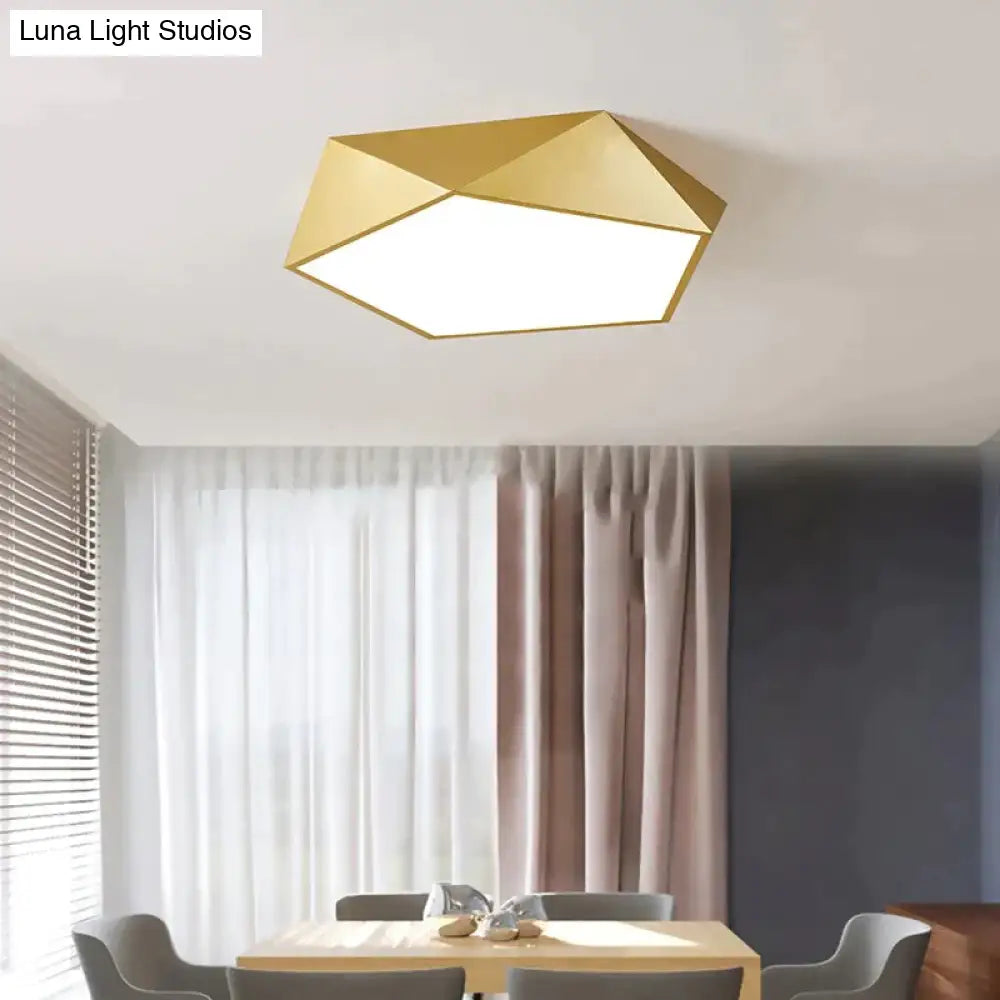 DecorBites™ Modern Light Fixtures Ceiling Of Equilateral Indoor Lighting Gold Lampshade For Living Room Bedroom Lamp Ceiling Lamp Fixtures