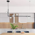 DecorBites™ Modern Linear Chandelier - 6/8 Lights Glass Shade Island Light in Black/Gold