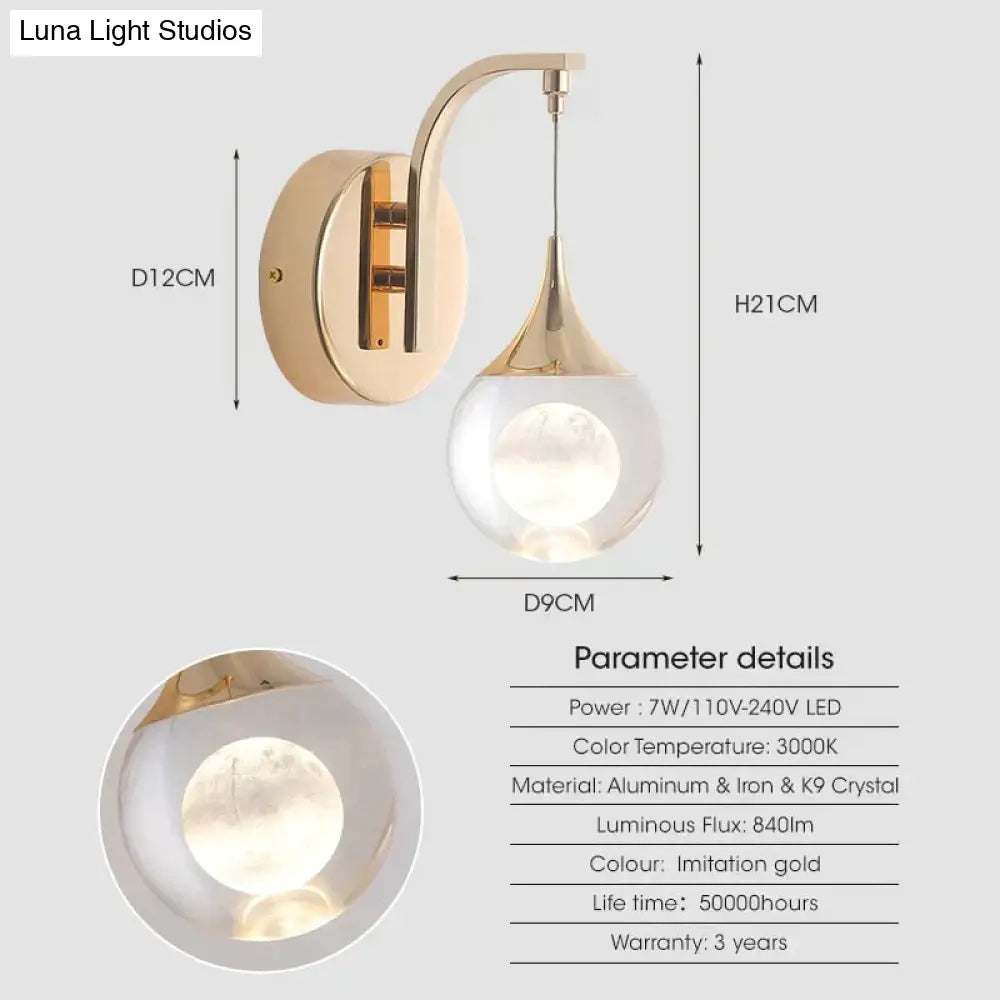 DecorBites™ Modern Luxurious Crystal Led Wall Lamp Sconce for Bedroom