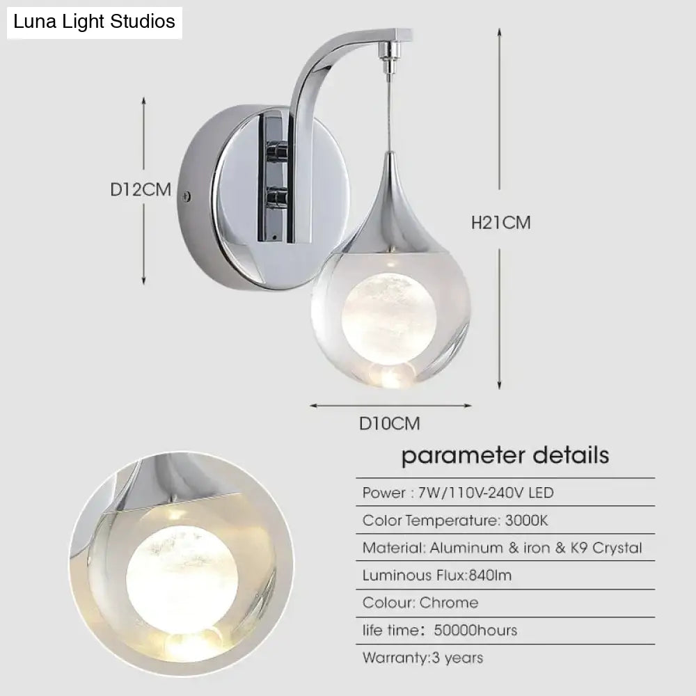 DecorBites™ Modern Luxurious Crystal Led Wall Lamp Sconce for Bedroom