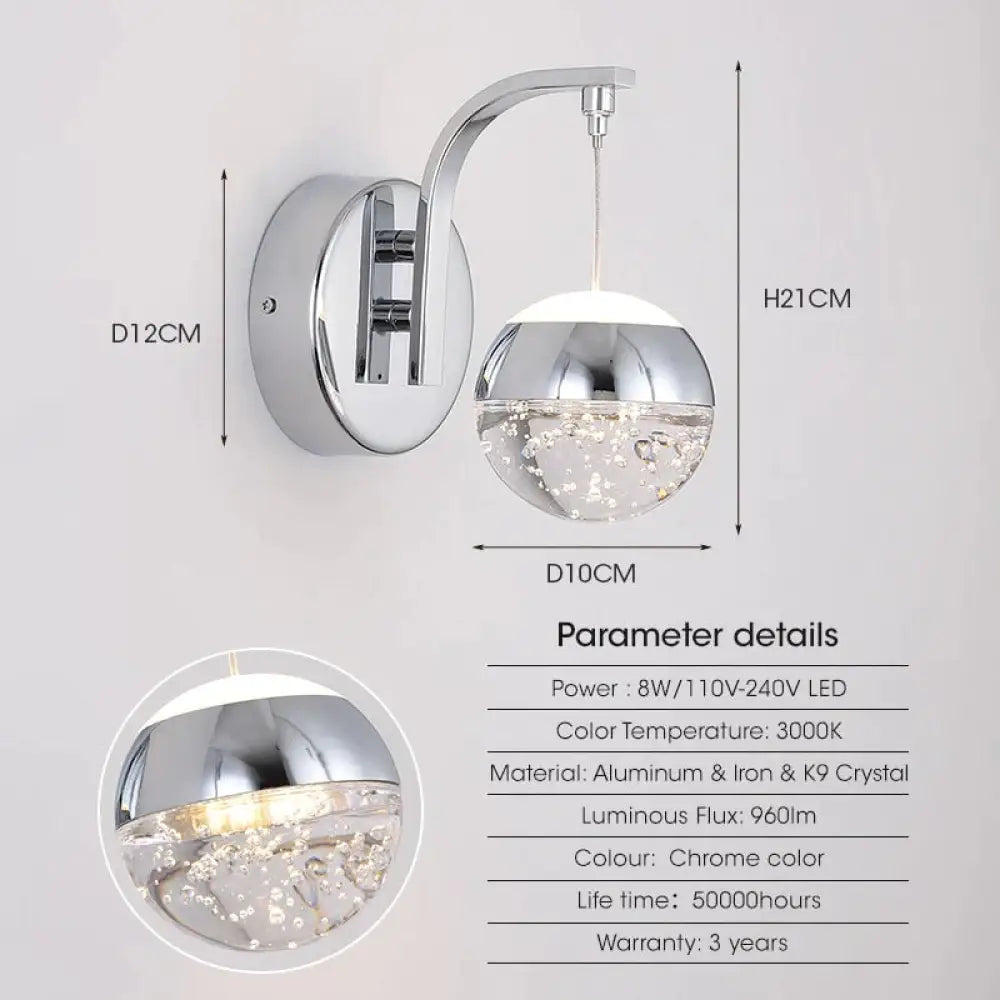 DecorBites™ Modern Luxurious Crystal Led Wall Lamp Sconce for Bedroom