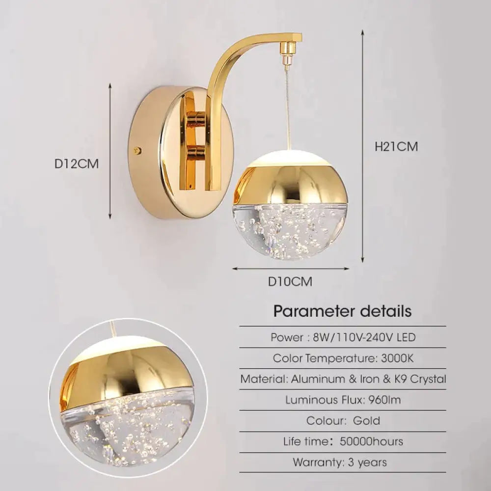 DecorBites™ Modern Luxurious Crystal Led Wall Lamp Sconce for Bedroom