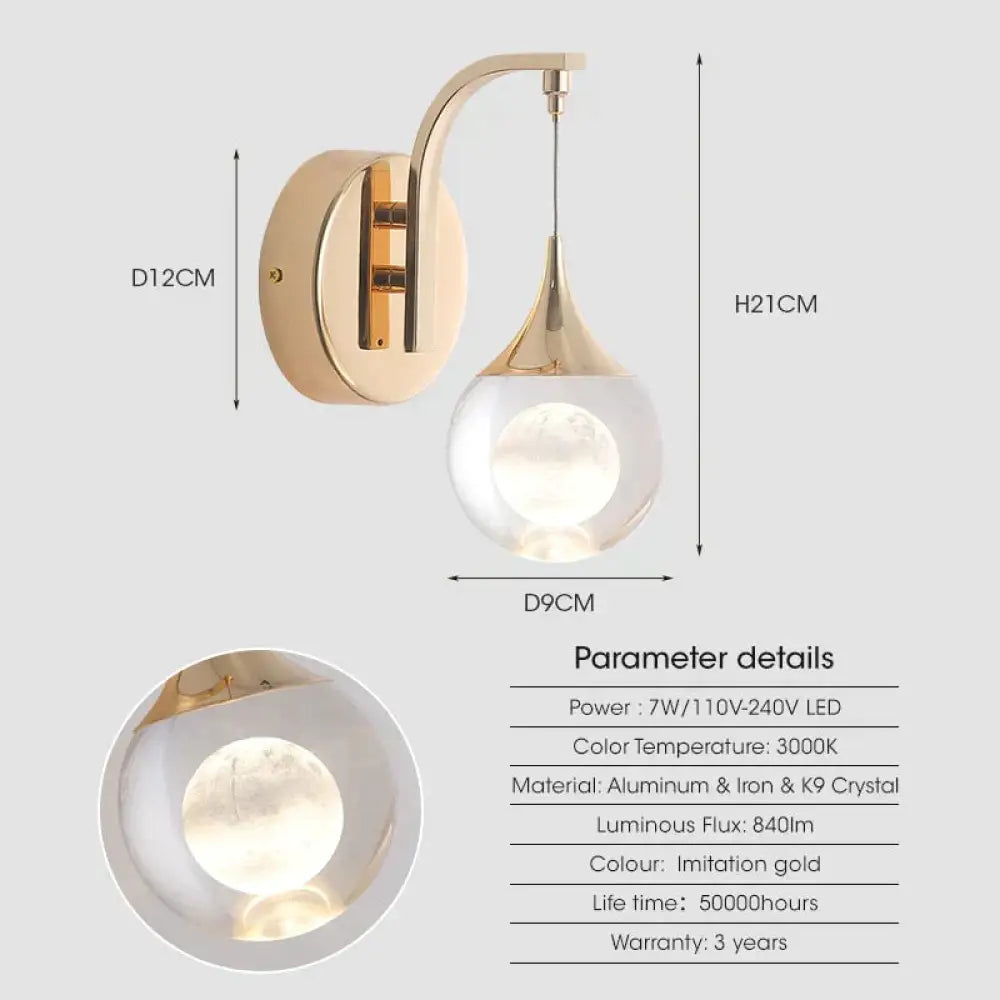 DecorBites™ Modern Luxurious Crystal Led Wall Lamp Sconce for Bedroom