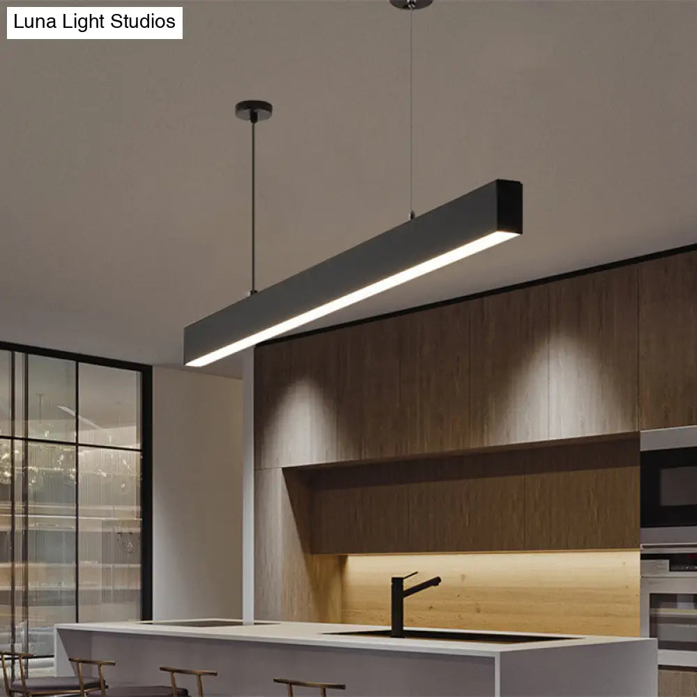 DecorBites™ Modern Matte Black LED Dining Room Island Lighting - Simplicity Metal Hanging Light