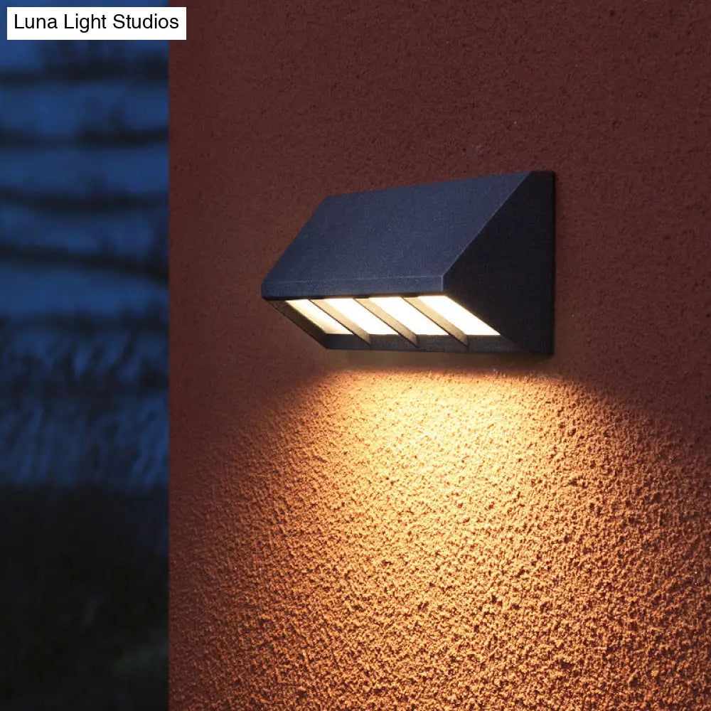 DecorBites™ Modern Matte Black LED Outdoor Wall Sconce with Triangular Prism Design